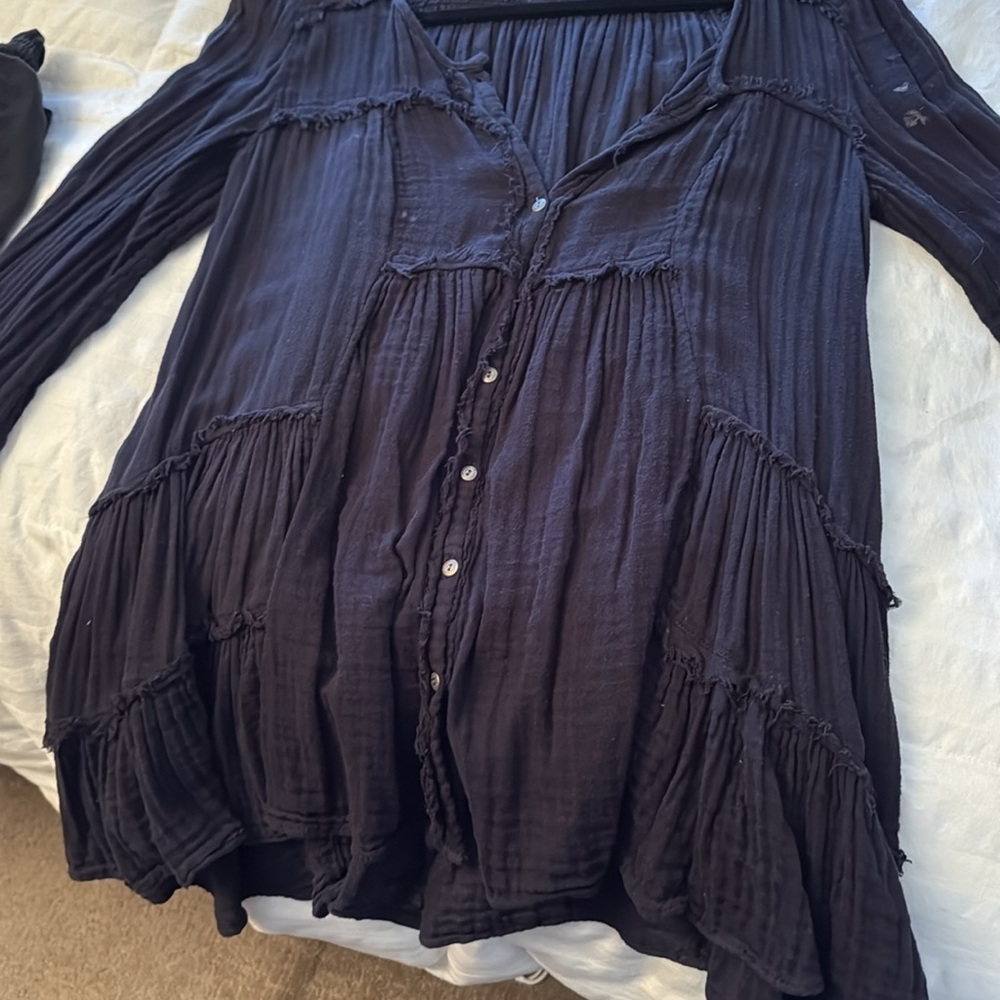 Free People Deep Purple Long Sleeve Top - Picture 2 of 6